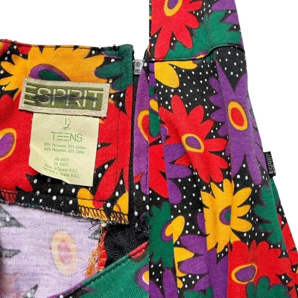 90s vintage Esprit Mini Skirt Circle Flower Pop Art Print Bright Pattern Teens. - Picture 5 of 5